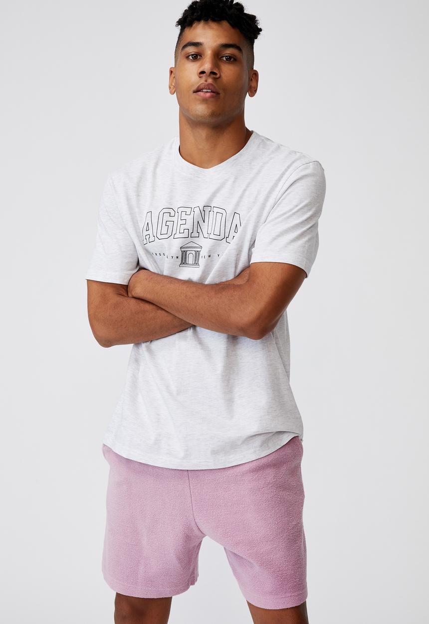 Factorie - Reverse fleece track short - washed fuschia
