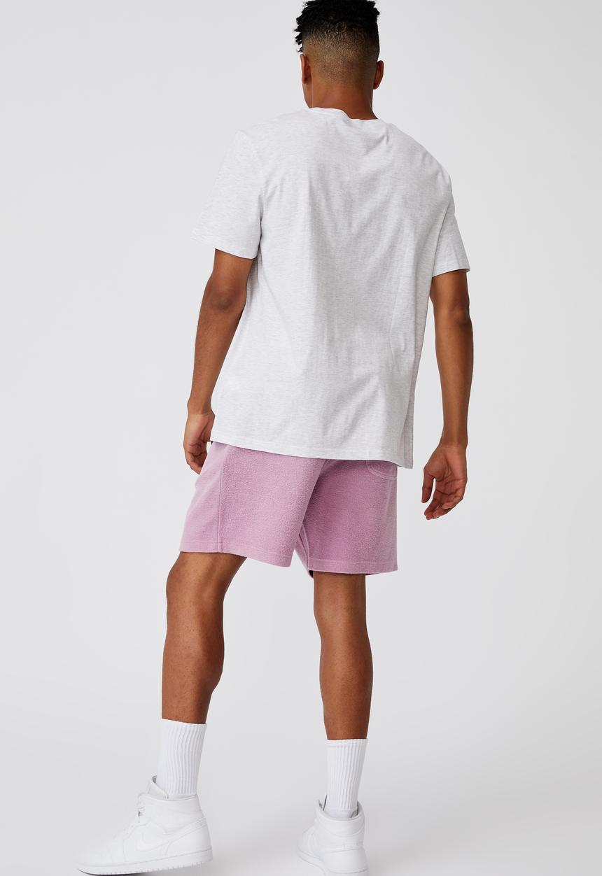 Factorie - Reverse fleece track short - washed fuschia