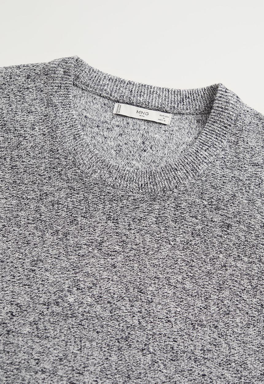 MANGO - Flecked linen-blend T-shirt grey