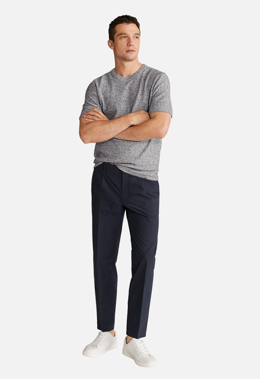 MANGO - Flecked linen-blend T-shirt grey
