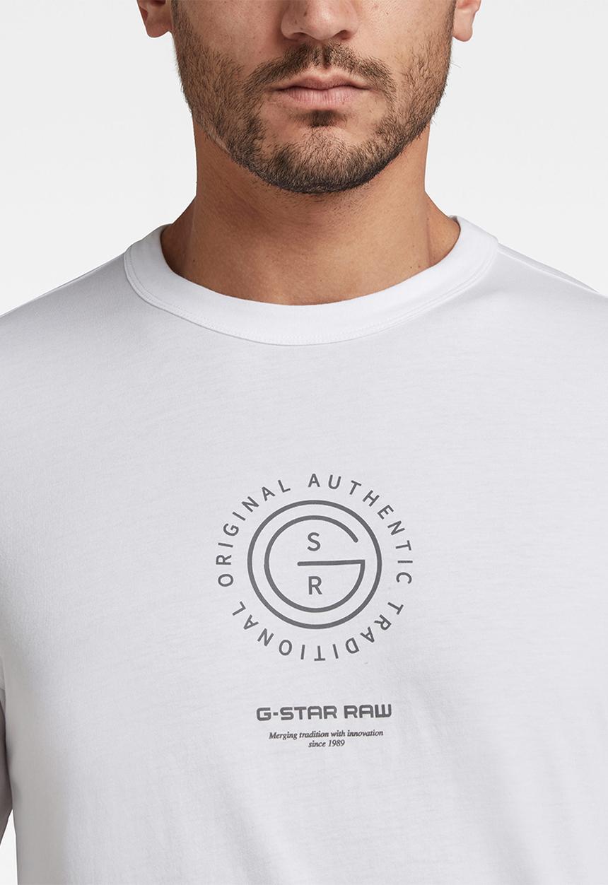 G-STAR - G-star reflective multi graphic r l\s tee - white