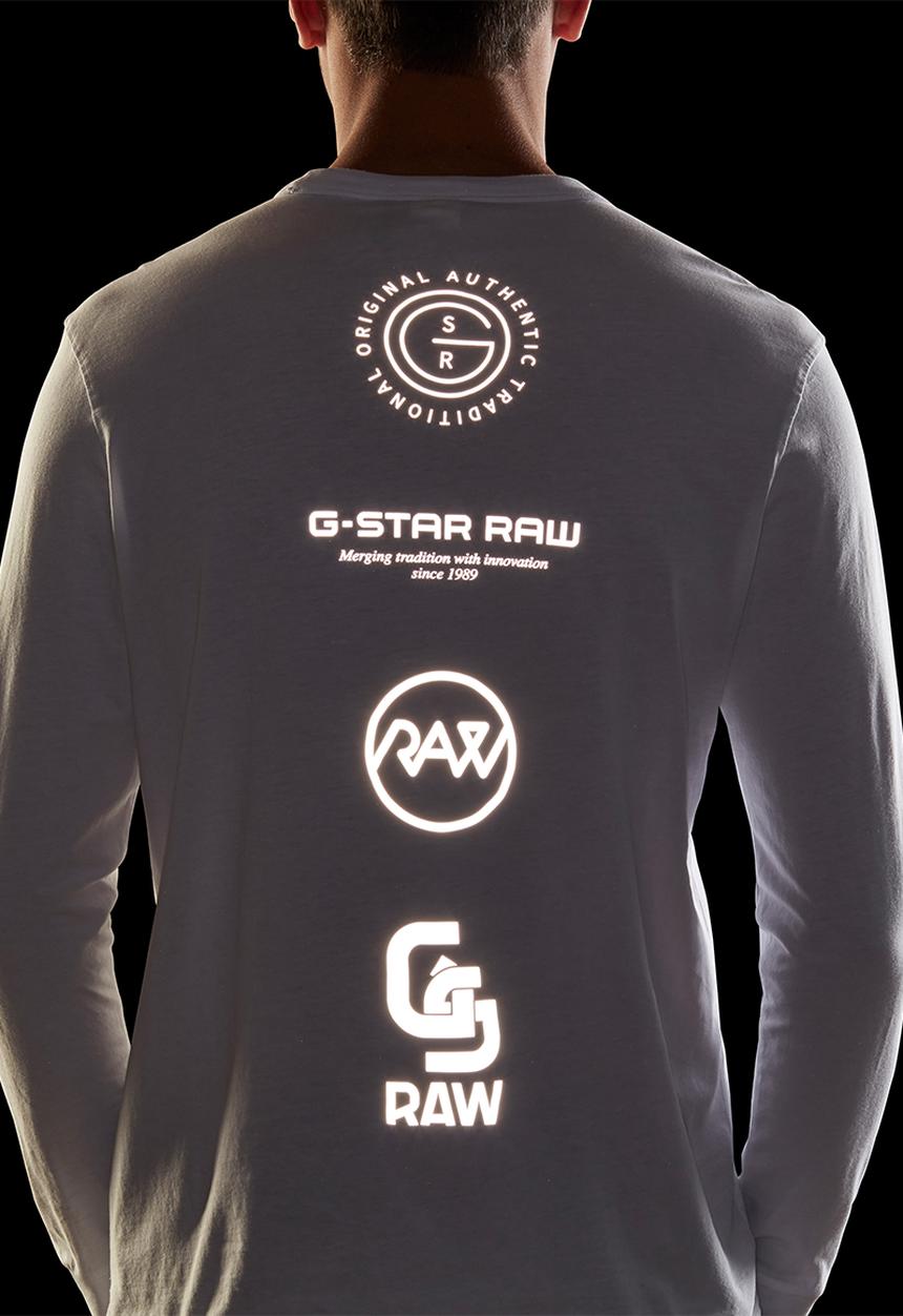 G-STAR - G-star reflective multi graphic r l\s tee - white