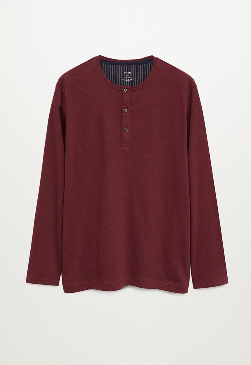MANGO - Pistripe pijama pack - navy & burgundy