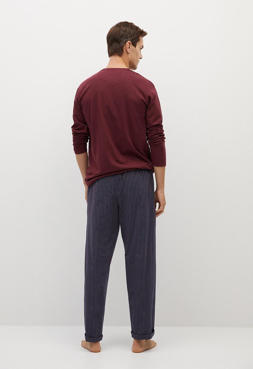 MANGO - Pistripe pijama pack - navy & burgundy