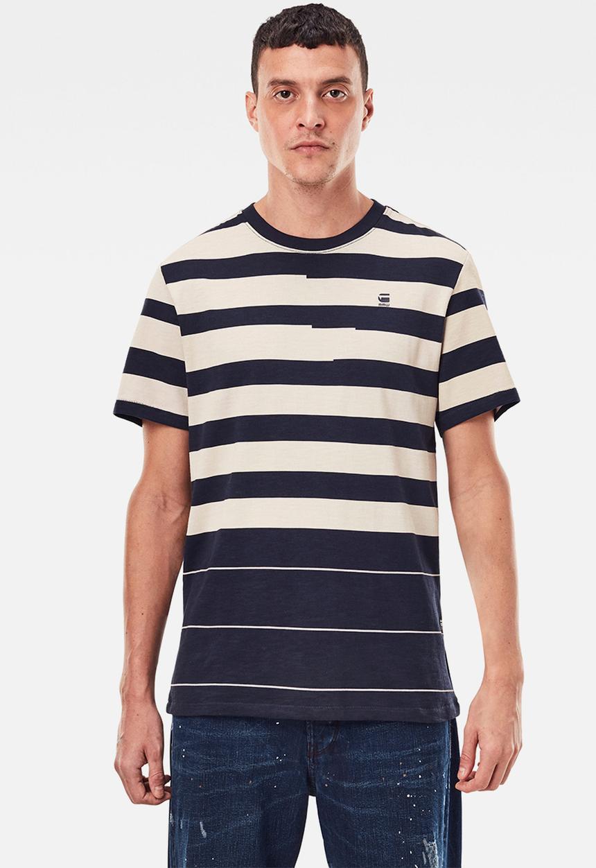 G-STAR - Pixelated stripe r short sleeve tee - black & beige