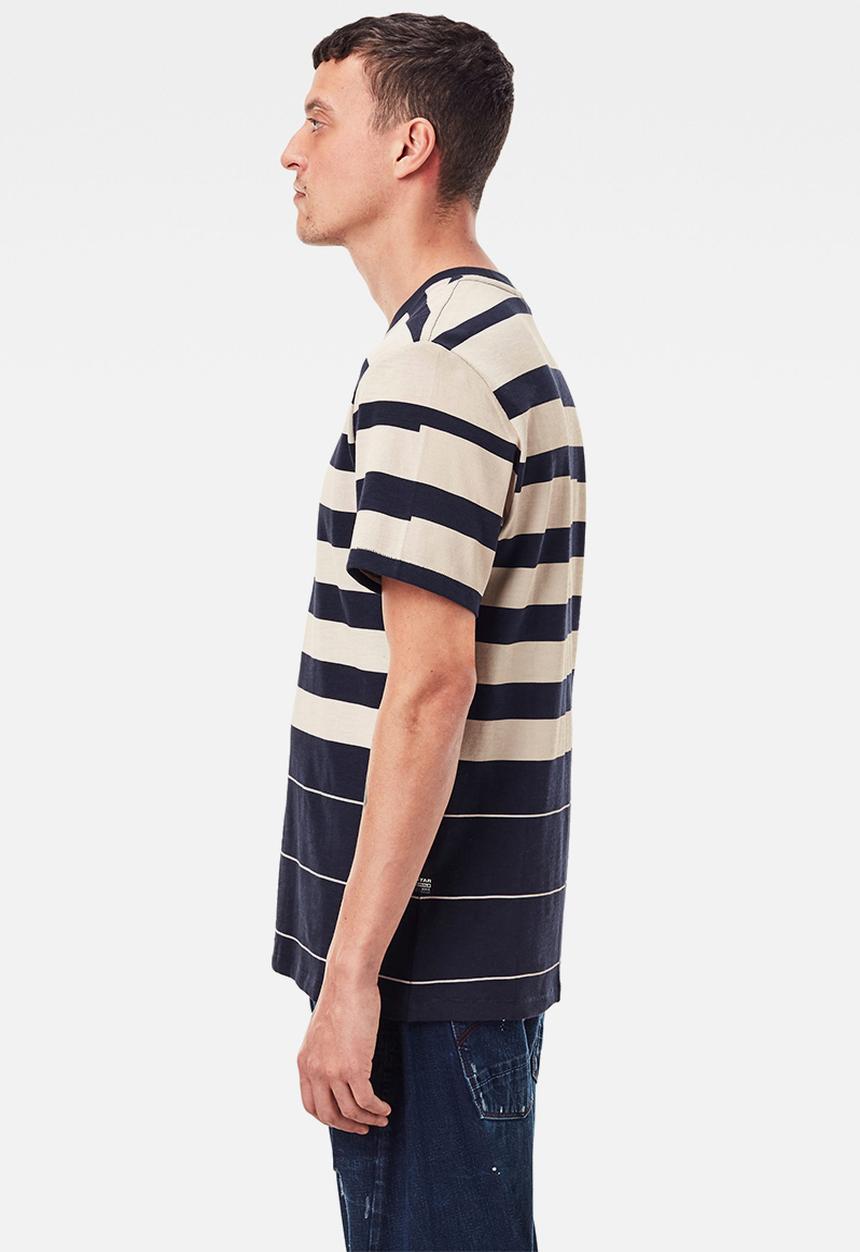 G-STAR - Pixelated stripe r short sleeve tee - black & beige