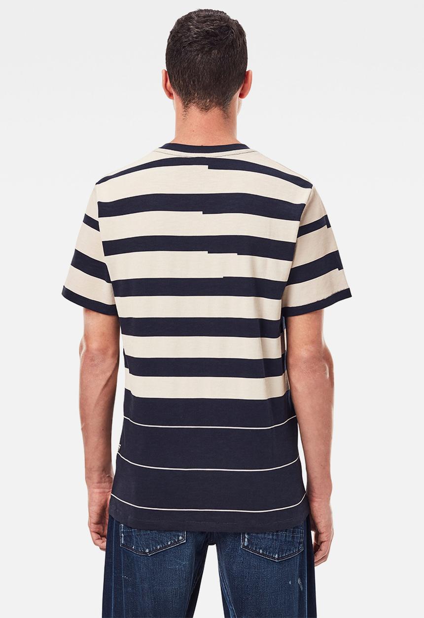 G-STAR - Pixelated stripe r short sleeve tee - black & beige