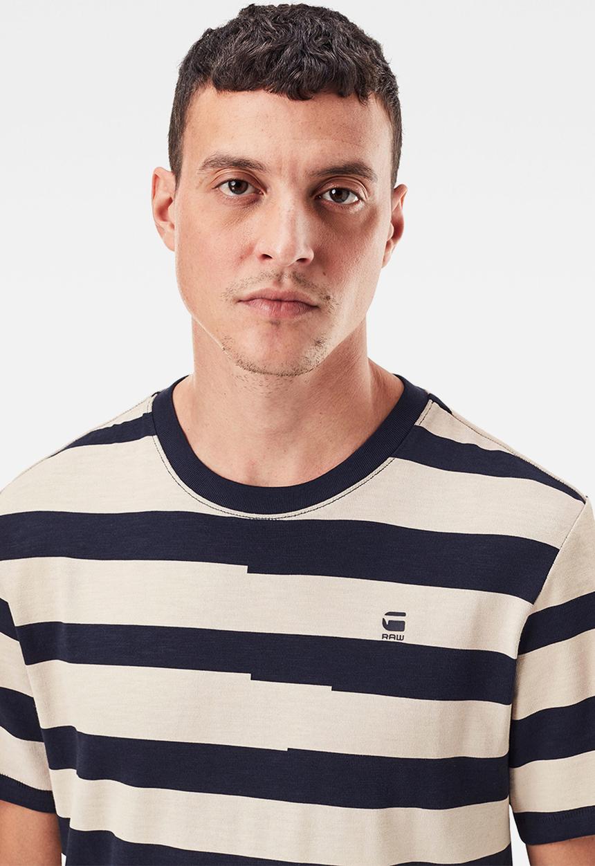 G-STAR - Pixelated stripe r short sleeve tee - black & beige
