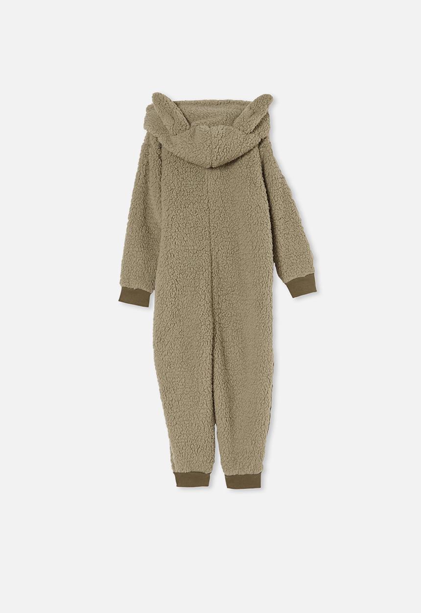Cotton On - Boys all-in-one onesie teddy fleece - sage 