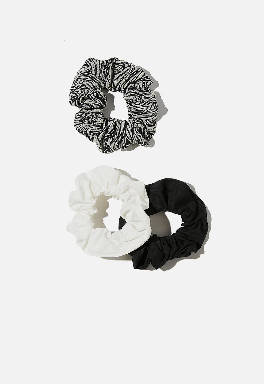 Rubi - 3 Pack scrunchies - black & white 