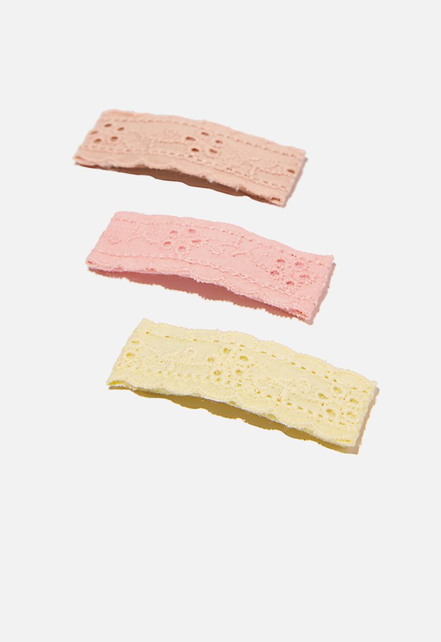 Cotton On - Hair clip - broderie - pink & yellow 