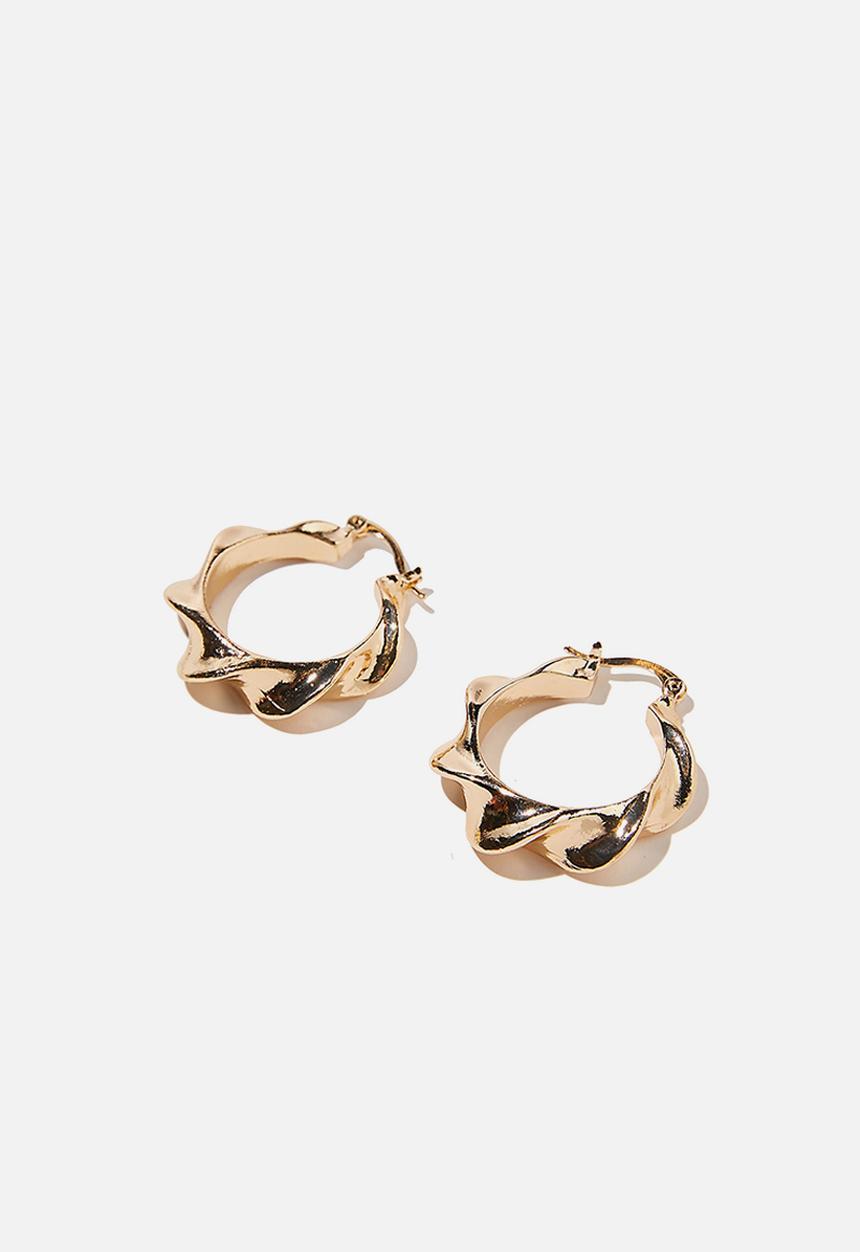 Rubi - Noughties hinge hoop - waves gold
