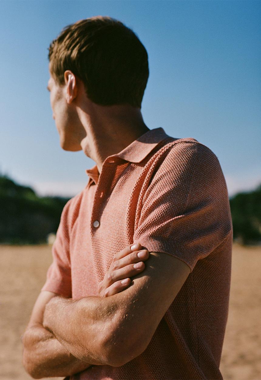 MANGO - Woody polo - dirty pink
