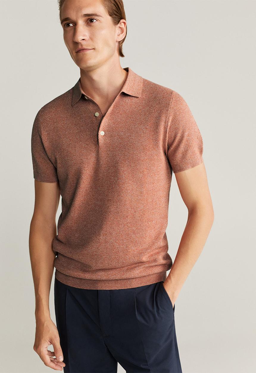 MANGO - Woody polo - dirty pink