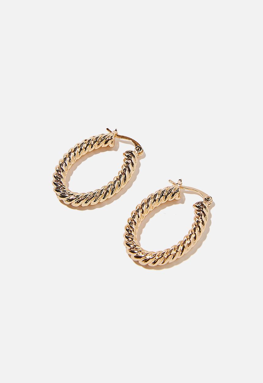 Rubi - Noughties hinge hoop - spiral rope gold