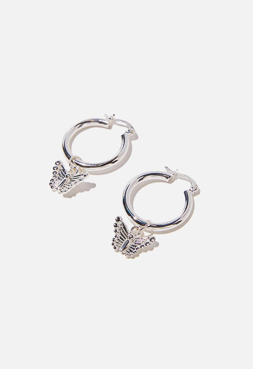 Rubi - Noughties hinge hoop - butterfly silver