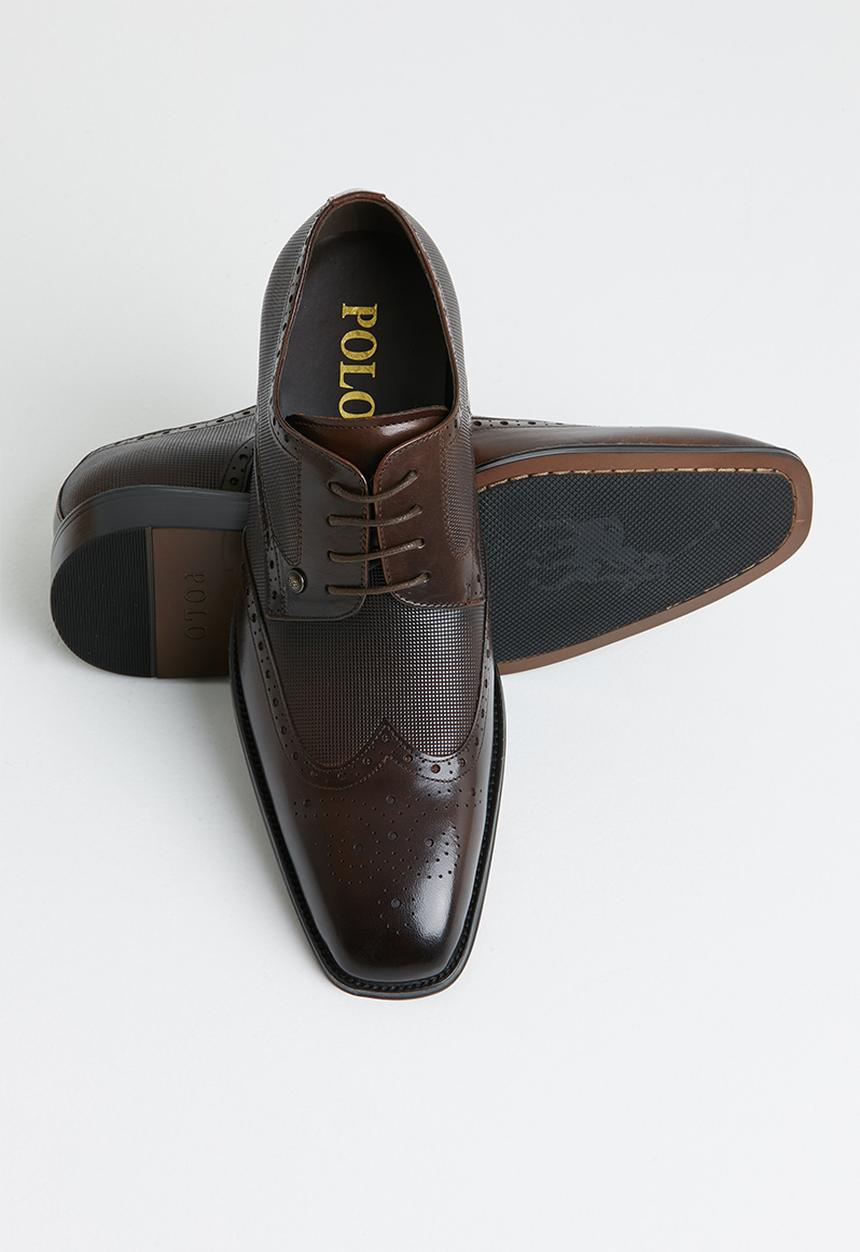 POLO - Gibson leather pin punch wing cap - brown
