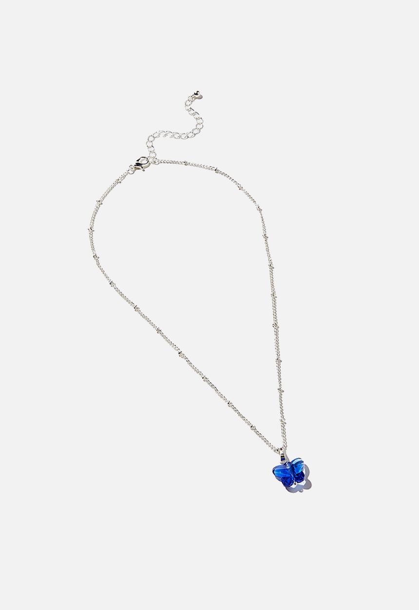 Rubi - Nostalgic keepsake pendant - blue butterfly silver
