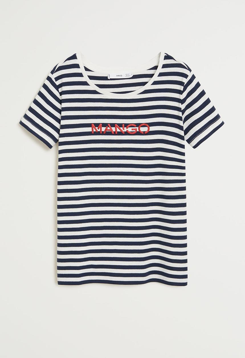 MANGO - T-shirt carmiseta - white & black