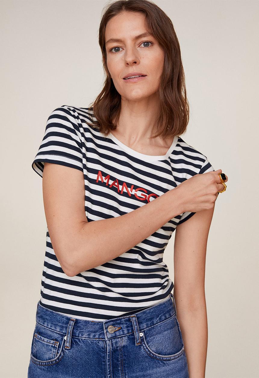 MANGO - T-shirt carmiseta - white & black