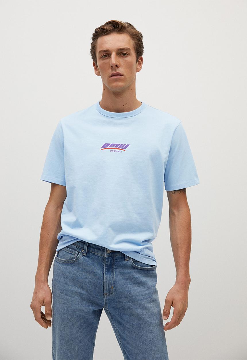 MANGO - Embro-i T-shirt - blue