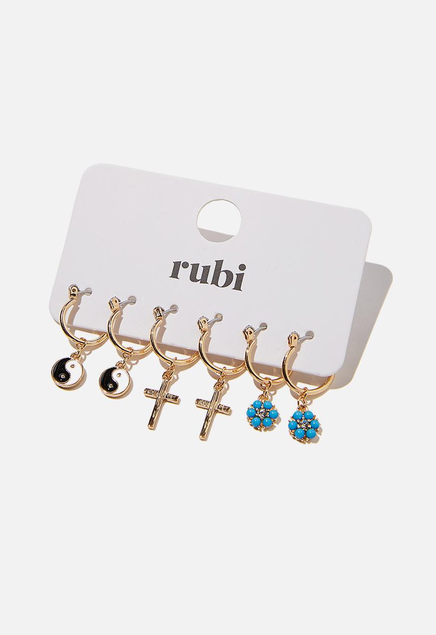 Rubi - 3 Pack luxe layers hoops - protection gold