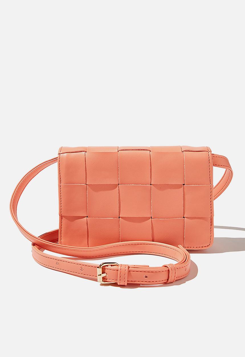 Rubi - Christy woven cross body bag - coral pink