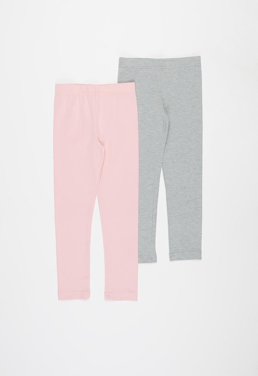 Pop Candy - Younger girls 2 pack leggings - light pink & grey