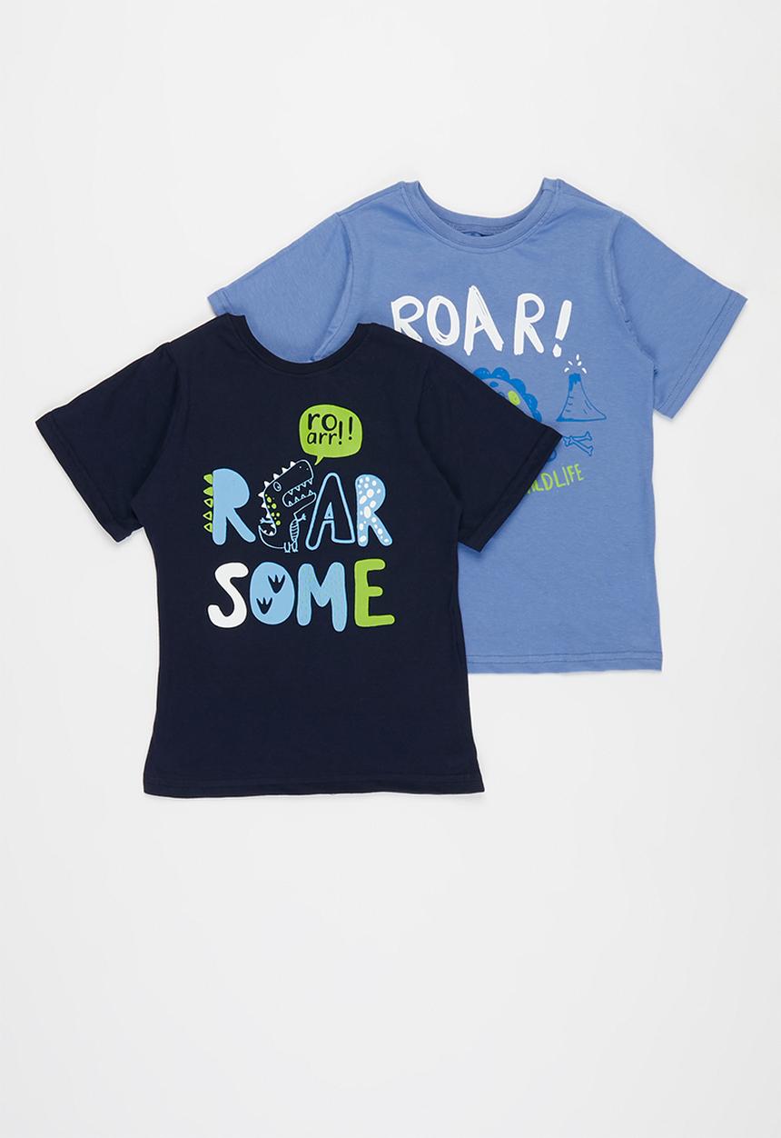Pop Candy - Younger boys 2 pack graphic tees - blue