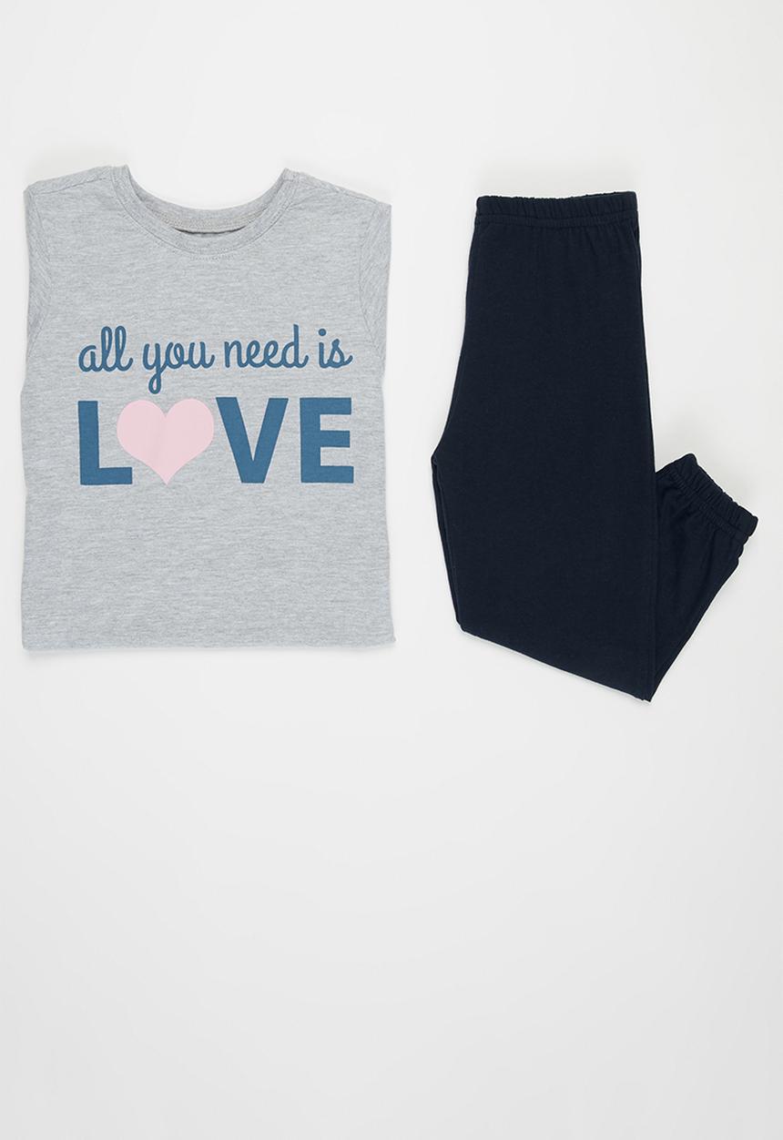 Pop Candy - Younger girls pj set - grey & navy