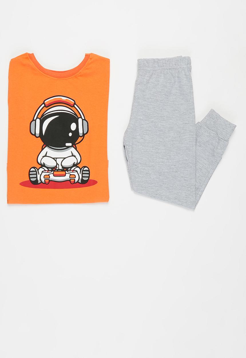 Pop Candy - Younger boys pj set - orange & grey