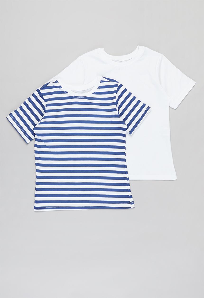 Pop Candy - Younger girls 2 pack printed tees - white & navy