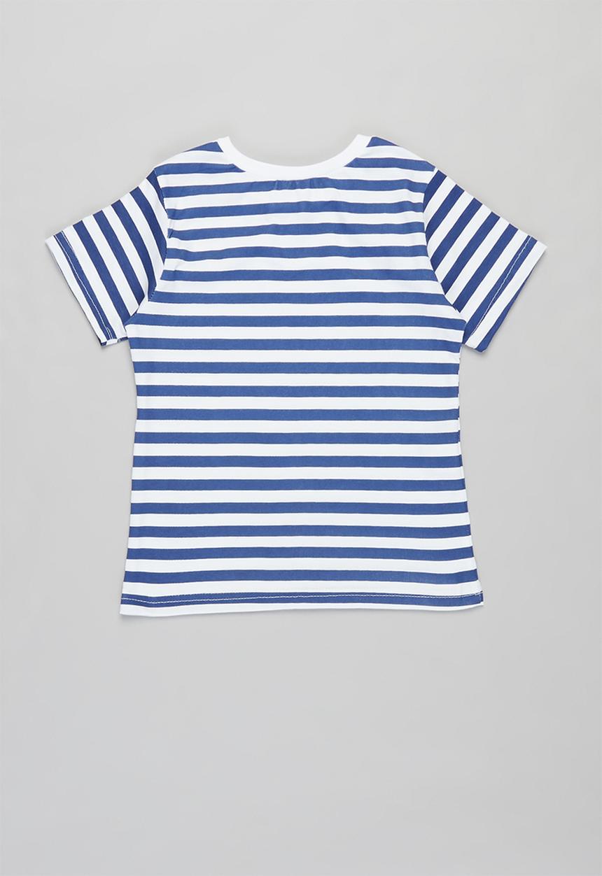 Pop Candy - Younger boys 2 pack stripe short sleeve tees - navy & white