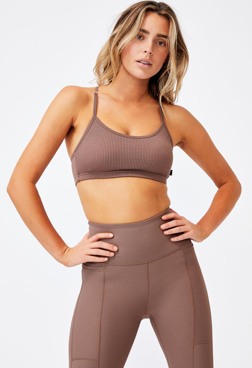 Cotton On - Workout yoga crop - raw umber rib