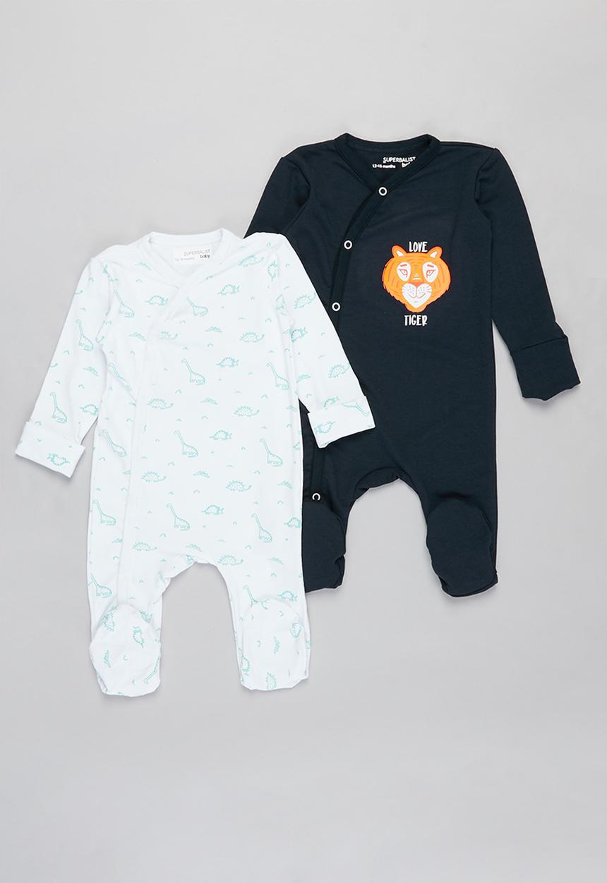 Superbalist Kids - 2 pack sleep suit - white & dark navy