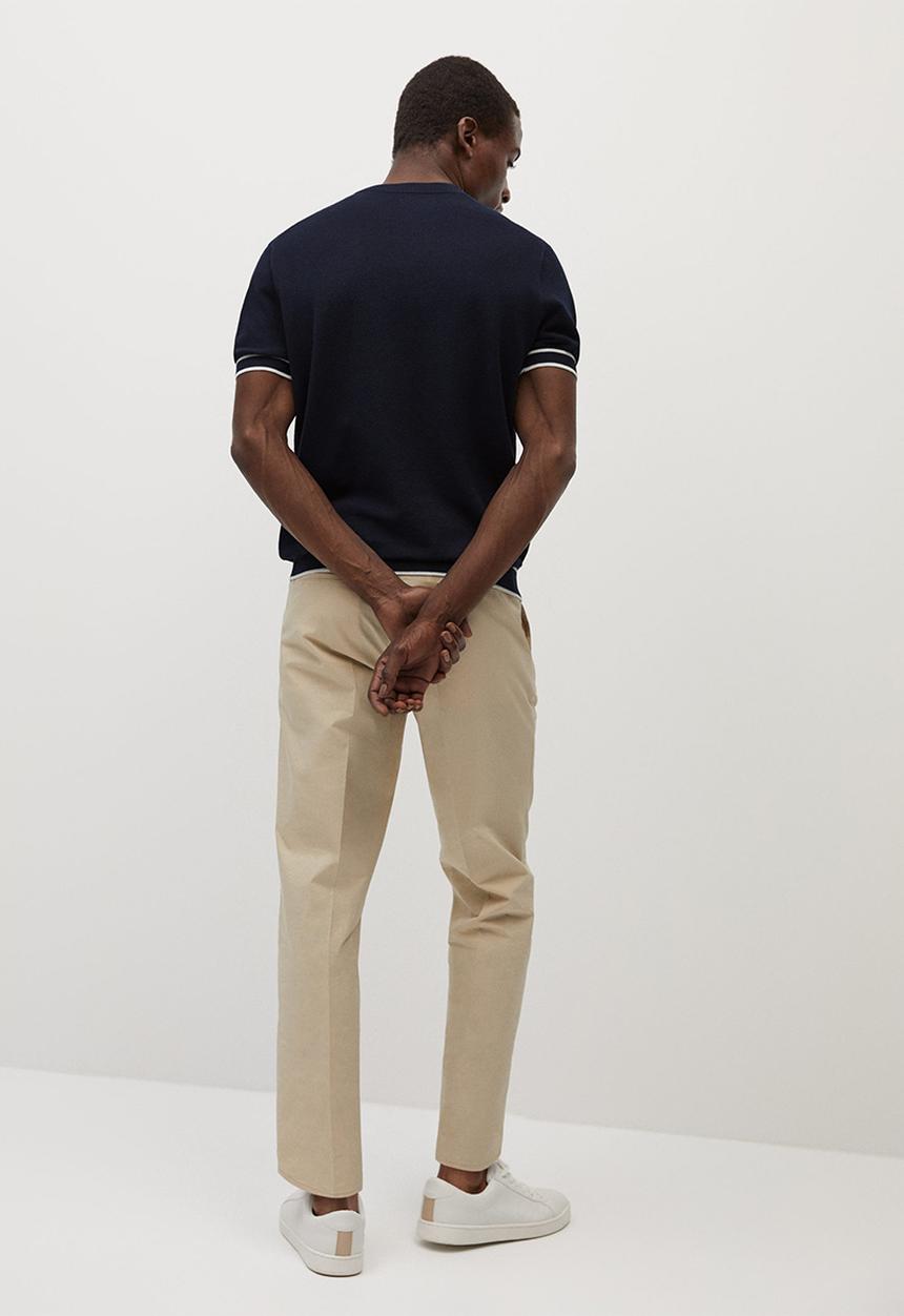MANGO - Textured knit t-shirt- navy
