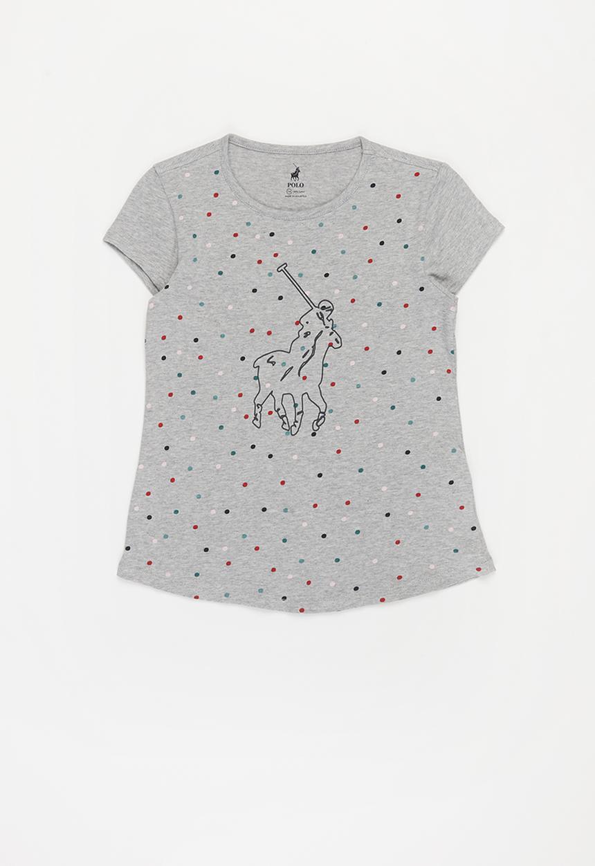 POLO - Girls Tiana dot printed short sleeve tee - grey