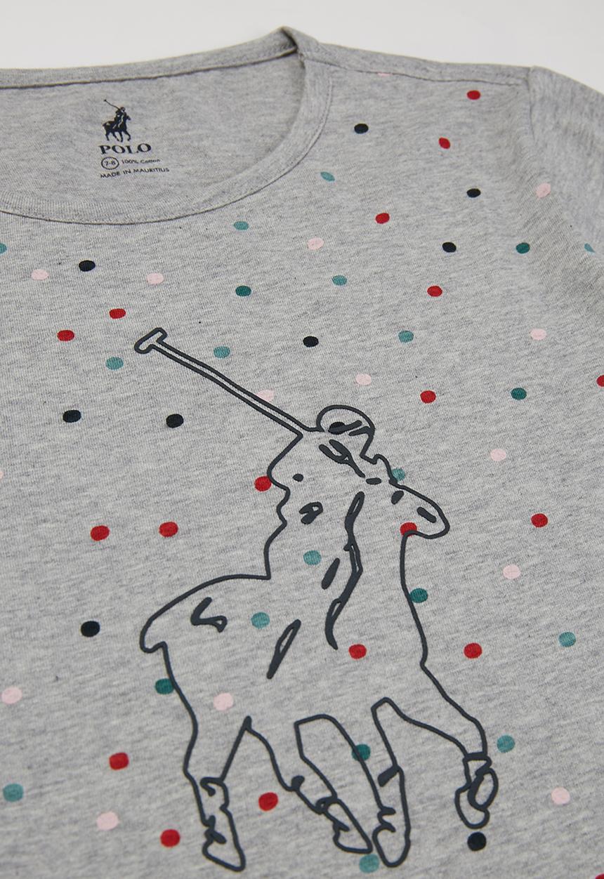 POLO - Girls Tiana dot printed short sleeve tee - grey