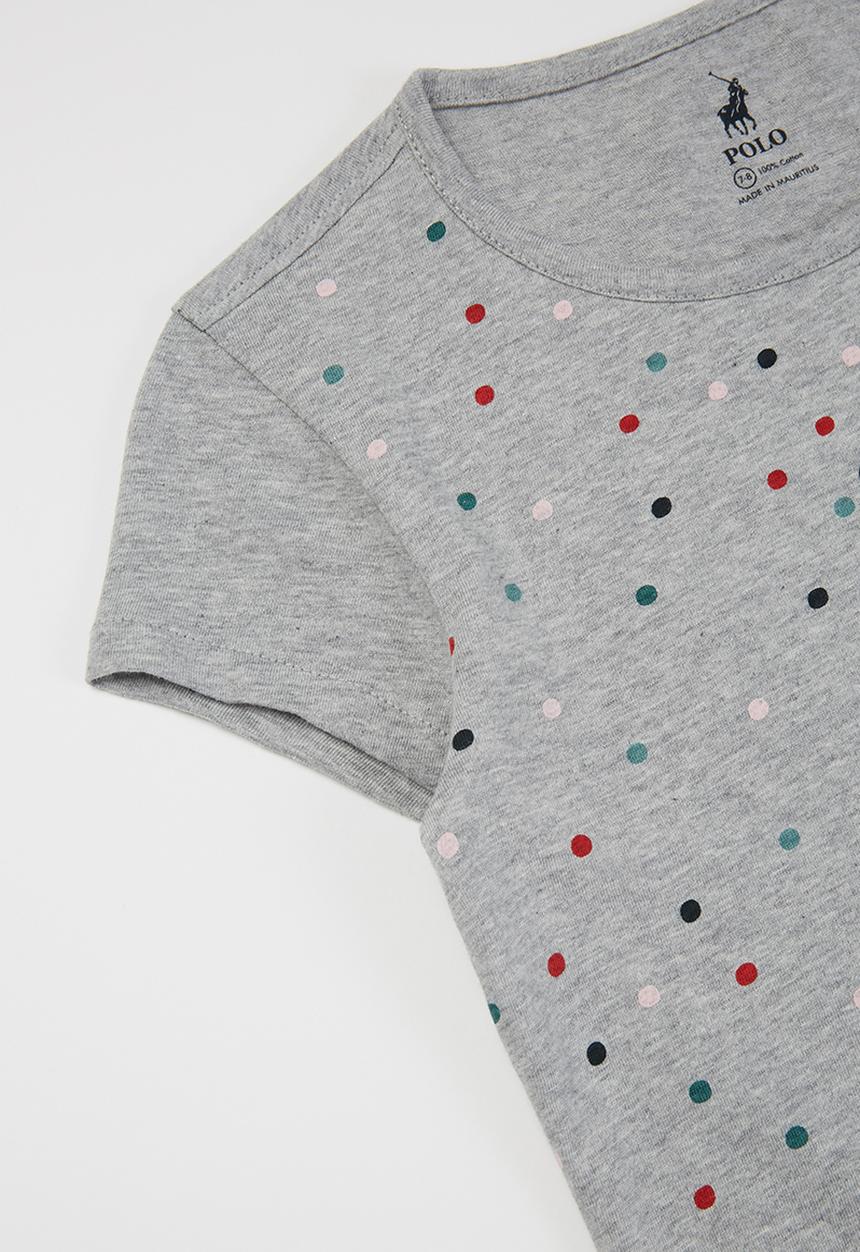 POLO - Girls Tiana dot printed short sleeve tee - grey
