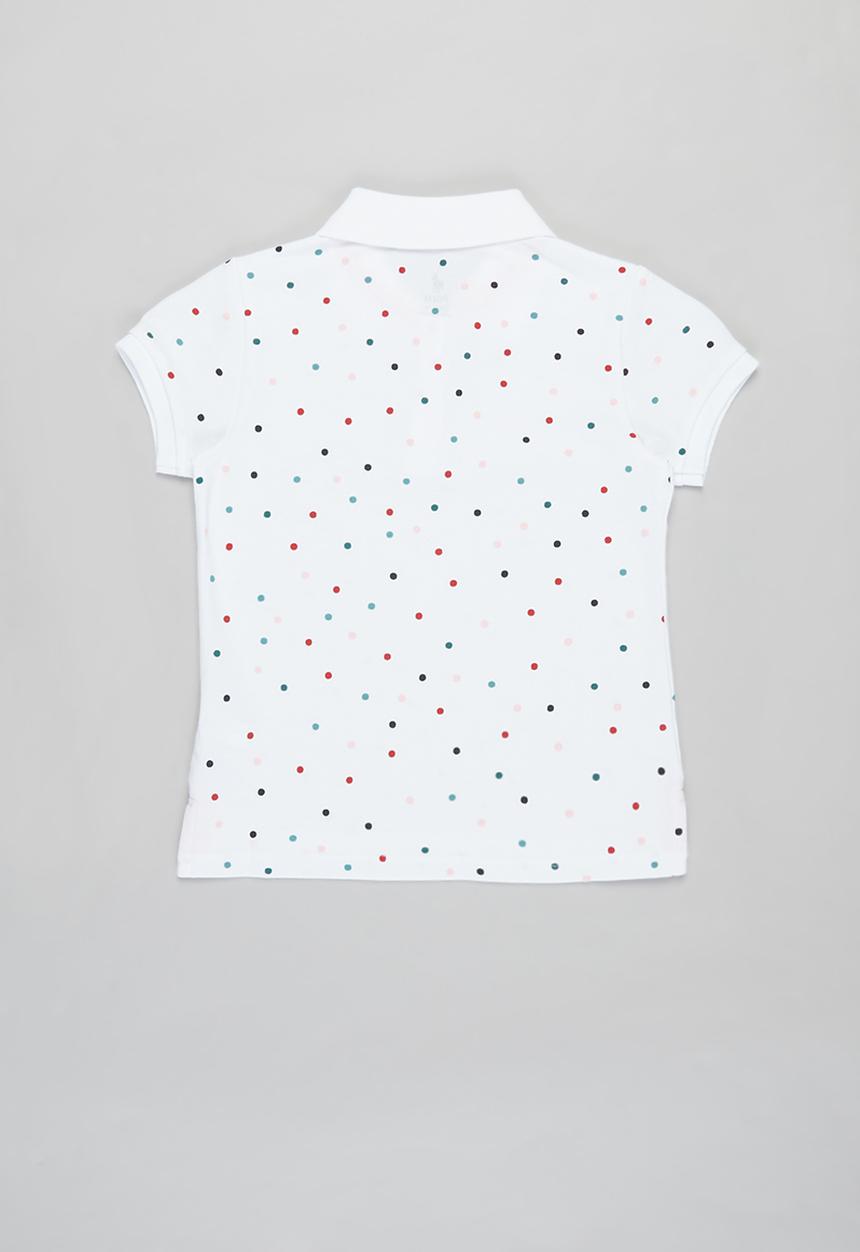 POLO - Girls Kim dot printed short sleeve golfer - white