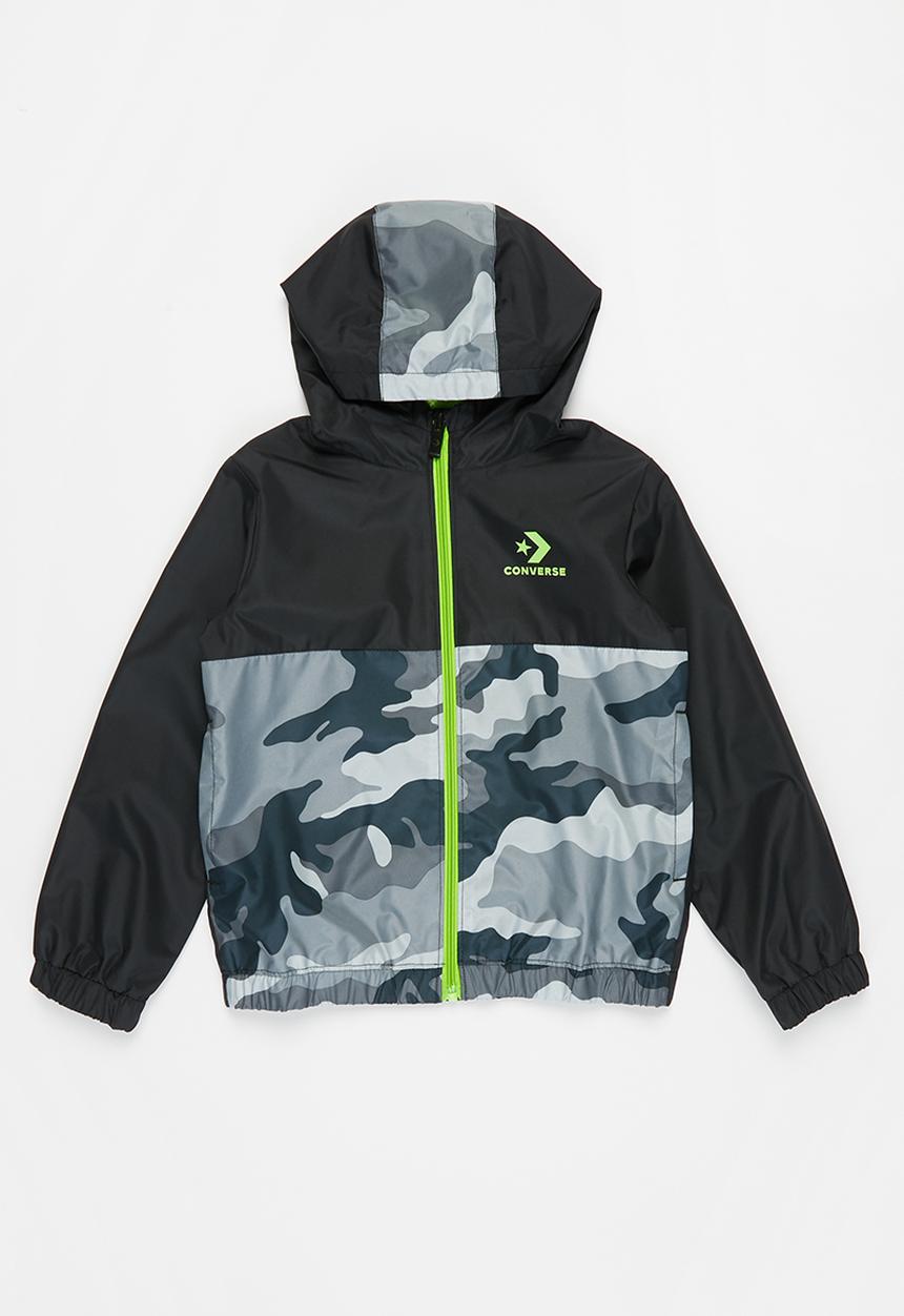 Converse - Cnvb camo colourblock wind jacket - black & grey