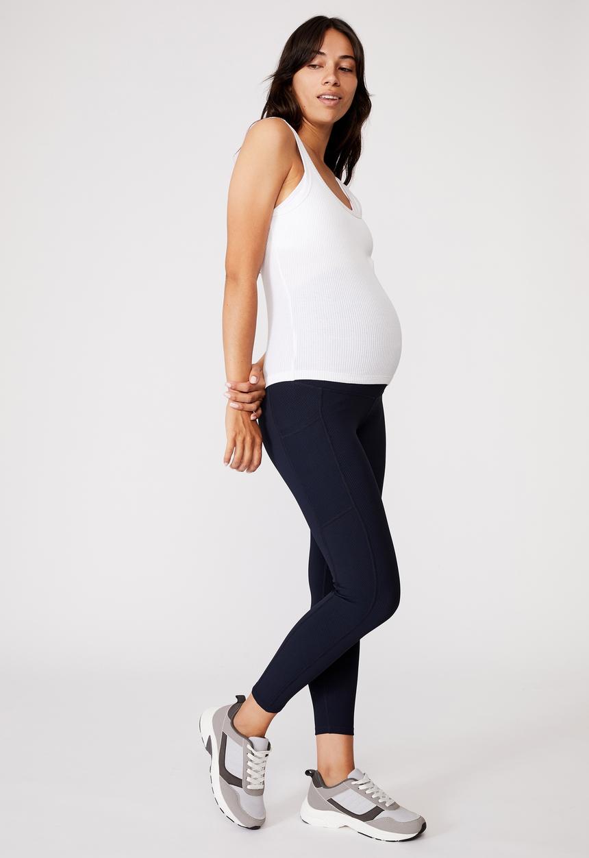 Cotton On - Maternity rib pocket 7/8 tight - navy rib