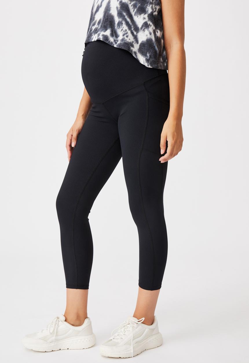 Cotton On - Maternity rib pocket 7/8 tight - black rib
