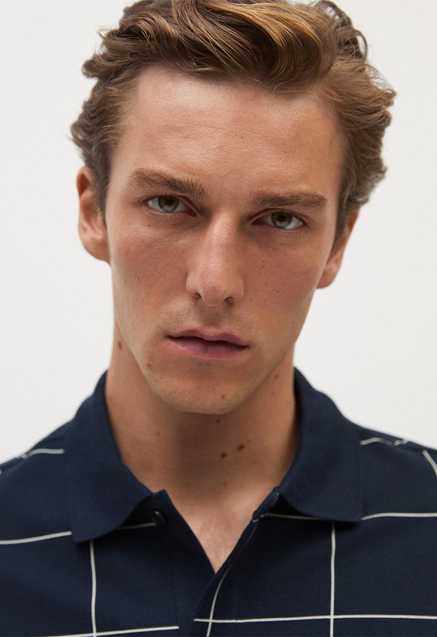 MANGO - Check polo shirt - navy & white