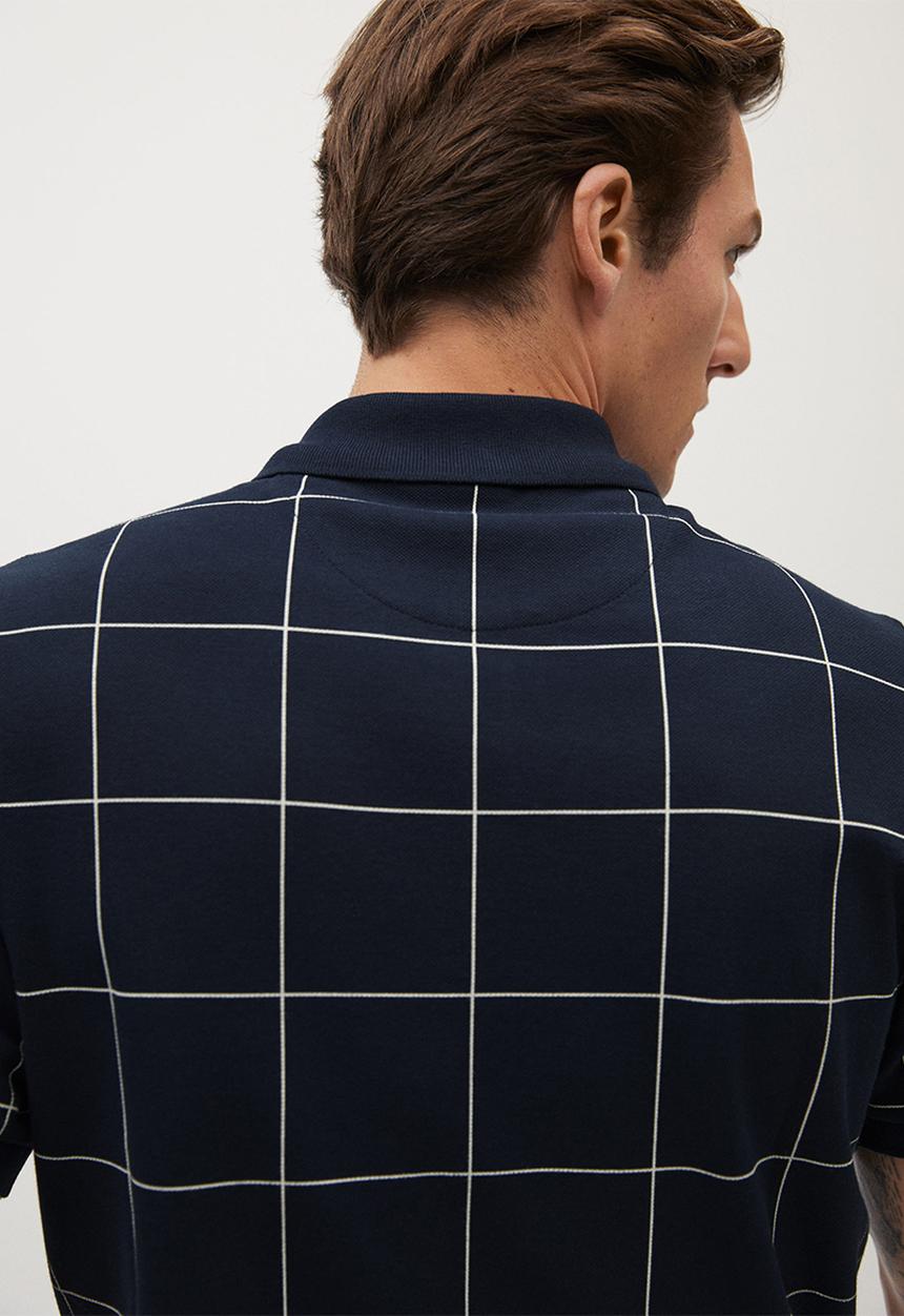 MANGO - Check polo shirt - navy & white
