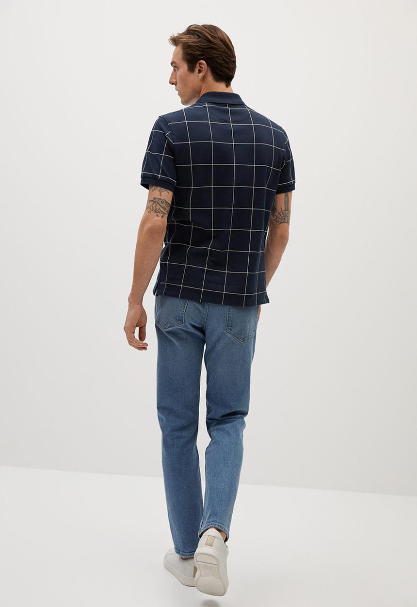 MANGO - Check polo shirt - navy & white