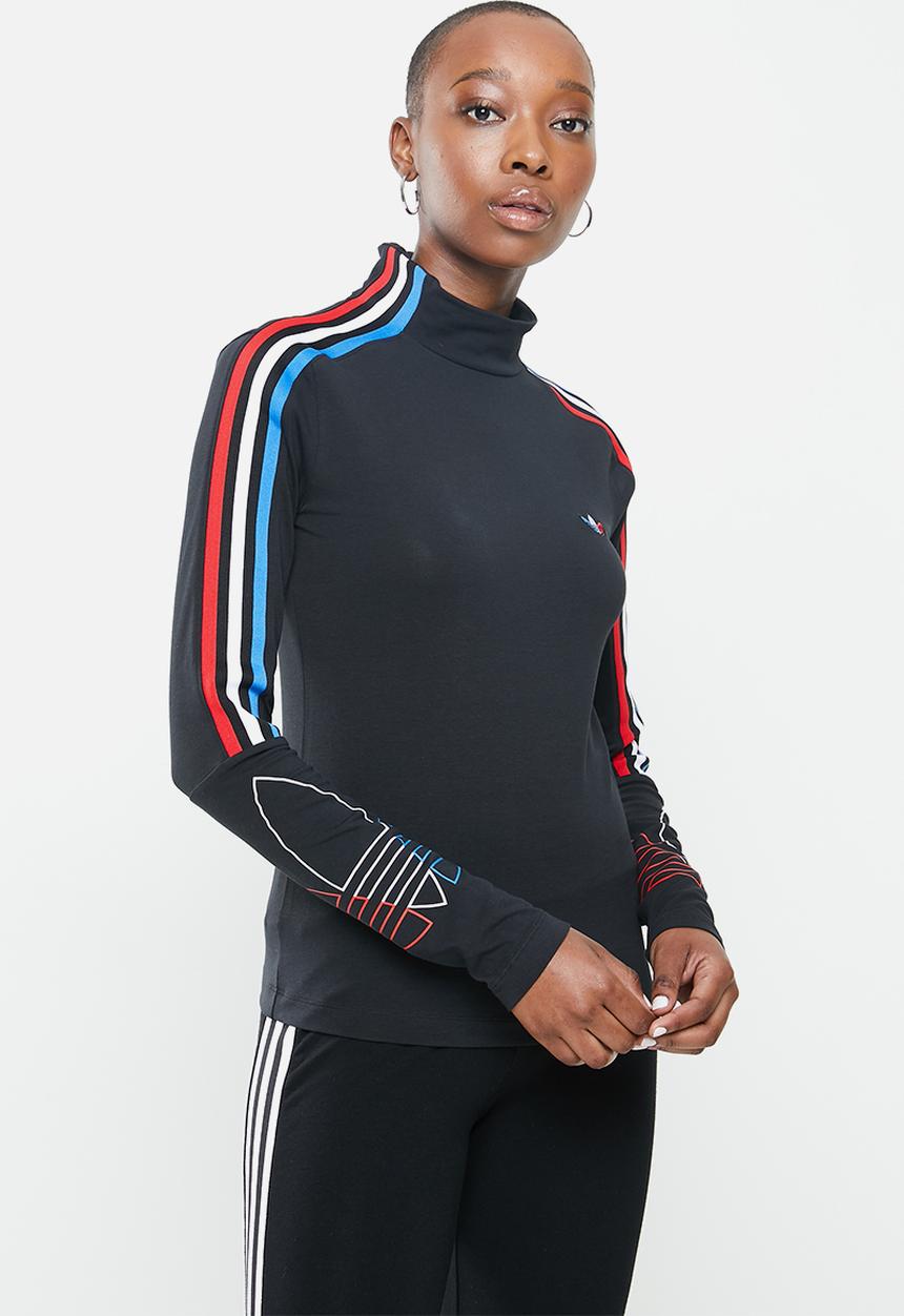 adidas Originals - Polo neck fitted long sleeve tee - black