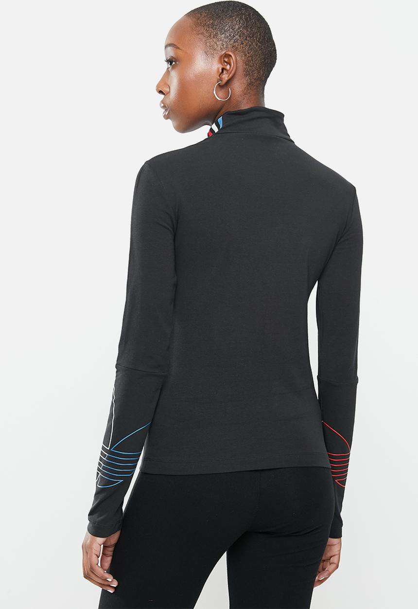 adidas Originals - Polo neck fitted long sleeve tee - black