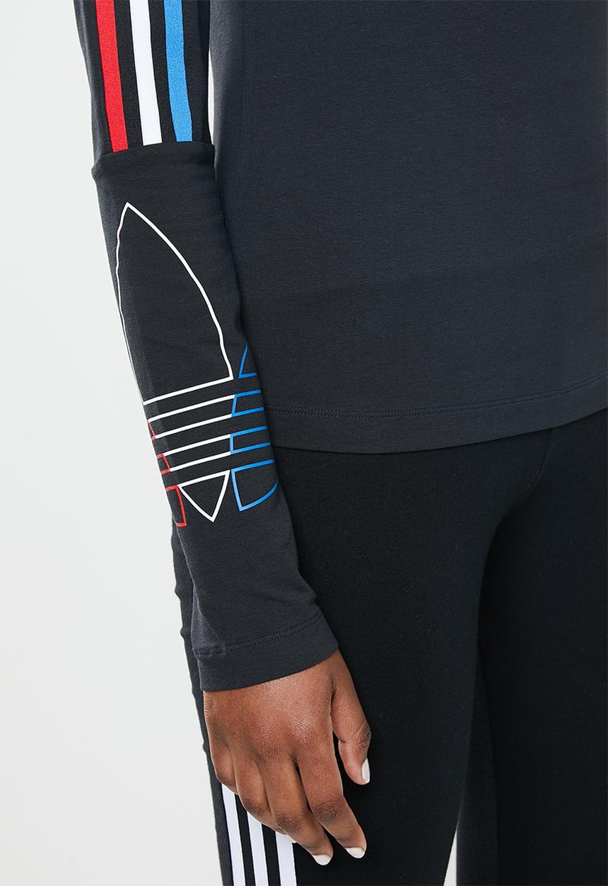 adidas Originals - Polo neck fitted long sleeve tee - black