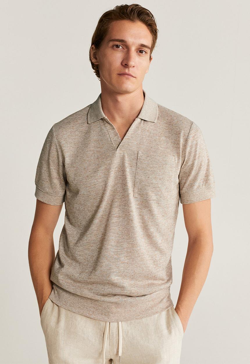 MANGO - Crochet polo shirt - beige